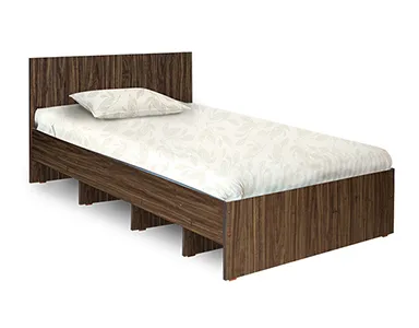Single Bed 75" x 36" - Dark Walnut Colour (LF-ECOM-BED-75X36-DWN-S)