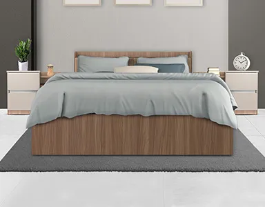 Louvre Double Bed With Drawer Units - LF-LOUVRE-BDQ-SHW-S  (Sahara Walnut)