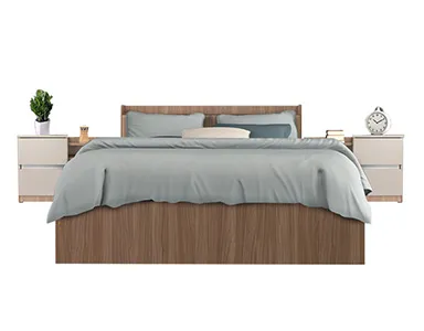 Louvre Double Bed With Drawer Units - LF-LOUVRE-BDQ-SHW-S  (Sahara Walnut)