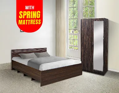 Rover 2WD Bedroom Suite (2D Wardrobe + 75"x60" Bed + 7 Inch Spring Mattress) (LF-ROVER-2D-SPM-BRS-S)