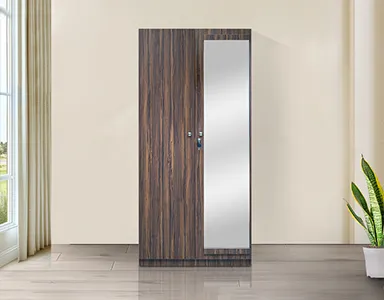 Rover Wardrobe - 2 Door With Mirror - Walnut (LF-ROVER-2DMW-WN-S)