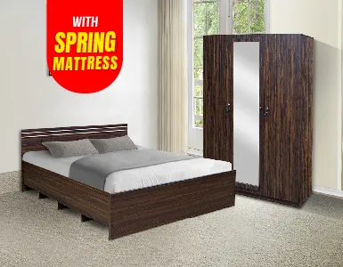 Rover 3WD Bedroom Suite (3D Wardrobe + 75"x60" Bed + 7 Inch Spring Mattress) (LF-ROVER-3D-SPM-BRS-S)