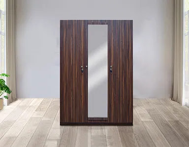 Rover Wardrobe - 3 Door With Mirror - Walnut (LF-ROVER-3DMW-WN-S)