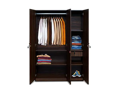 Rover Wardrobe - 3 Door With Mirror - Walnut (LF-ROVER-3DMW-WN-S)