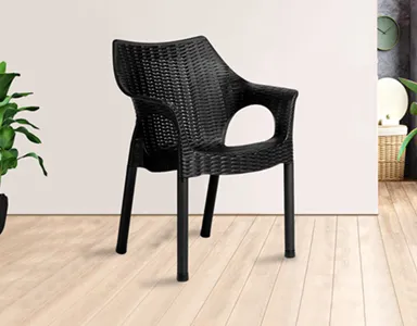 PHOENIX Plastic Rattan Chair - PF-CAMB-BL-S (Black)