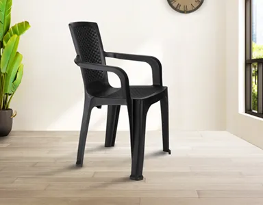 PHOENIX Rattan Lowback Plastic Chair - Black (RTN-LB-BL)