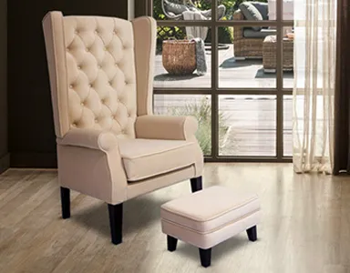 Abbey High Back Wing Chair (Beige) - WF-ABBEY-ACHR-BG-S