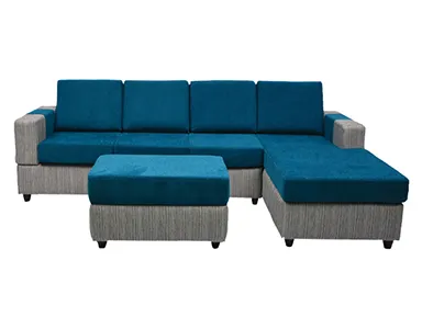 Awana Sectional sofa  - Grey Base And Blue Cushions