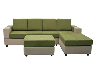 Awana Sectional sofa  - Beige Base And Green Cushions