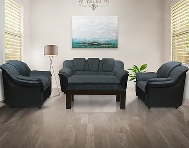Dune Sofa - Black PVC And Grey Micro Fabric
