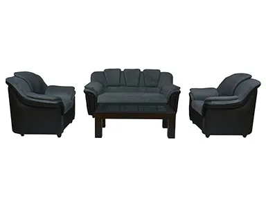 Dune Sofa - Black PVC And Grey Micro Fabric