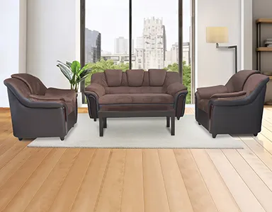 Dune Sofa - Brown PVC And Dark Brown Micro Fabric (WF-DUNE-03-S)