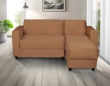 Corner Sofa - 2 Seater Chaise (Fabric Brown) - WF-ECOM-SOFA-BR-S