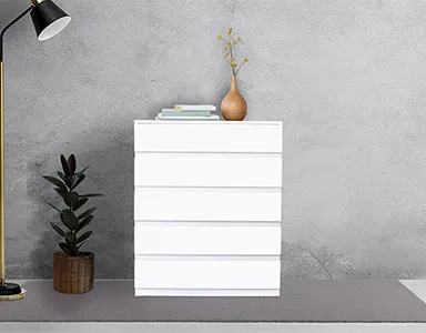 Empress Chest Of Drawer (Brilliant White) - WF-EMPRESS-5COD-S