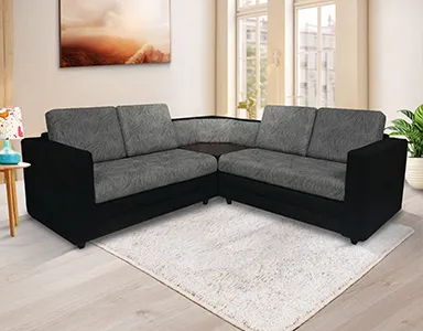 Legend Sectional Sofa - Black Base And Dark Grey Cushions