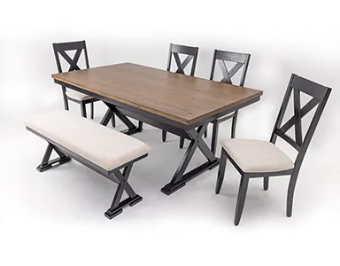 Marcy Dining Table - 6 Seater - Table Only (Antique Brown/Black) - WFI-MARCY-TBL-S