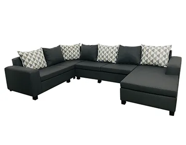 Florac Sofa - 4 Seaters With Longue - Gray Fabric (WFL-FLORAC-08-GR-S)