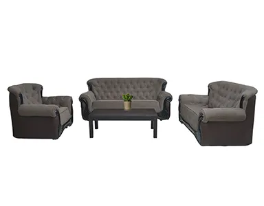 Kingston Fabric Sofa - Brown PVC And Fabric