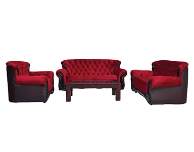 Kingston Fabric Sofa - Maroon PVC And Fabric