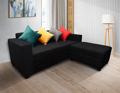 Rio L Sofa With Ottoman - RIO-01 (Black)