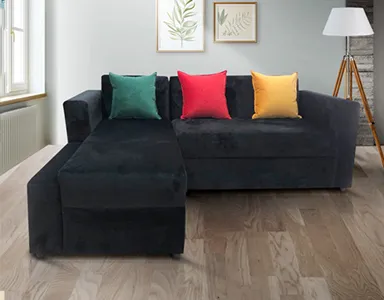 Sydney L Shape Sofa (Black) - WFL-SYDNEY-BL-S