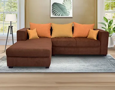 Winter Sectional Sofa - Brown Base And Dark And Light Brown Back Cushions Fabrics
