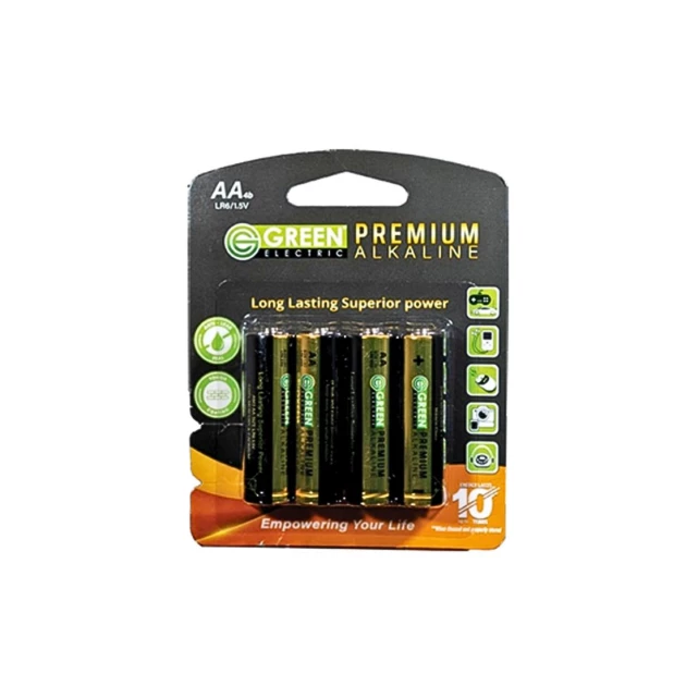 Green Premium Alkaline Battery LR6 AA 4b - GE-GESALKBMT001