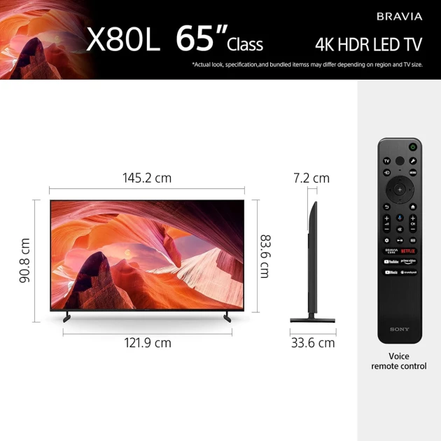 Sony 65" X80L 4K UHD HDR Google TV