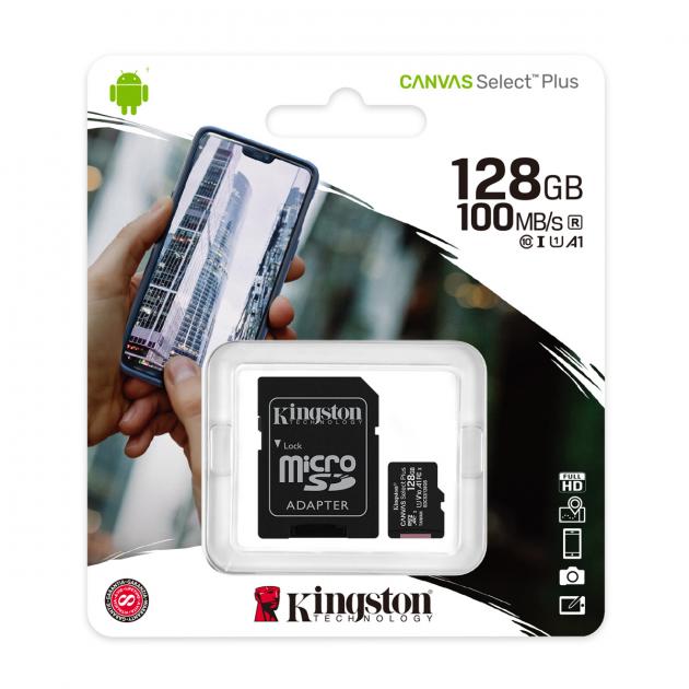 Kingston Canvas Select Plus microSD Card 128GB Class 10 UHS-I
