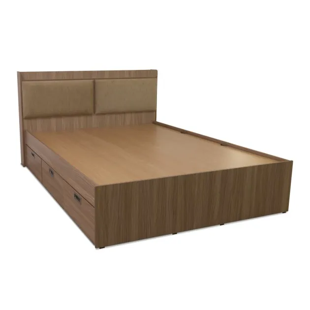 Louvre Double Bed With Drawer Units - LF-LOUVRE-BDQ-SHW-S  (Sahara Walnut)