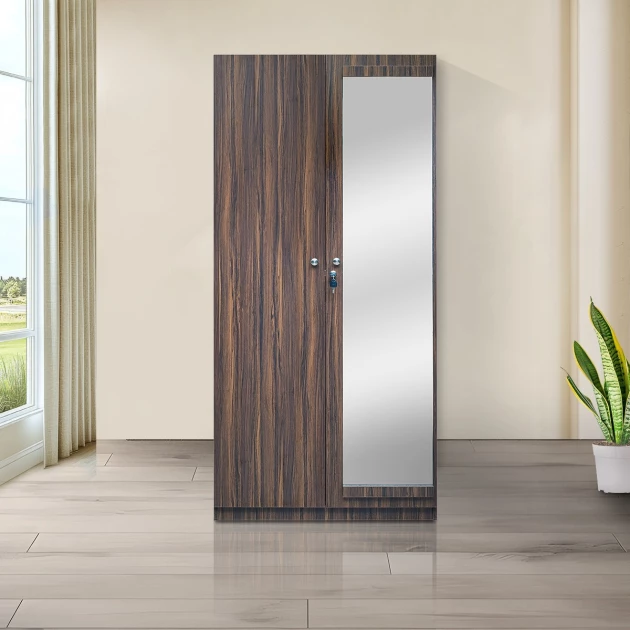 Rover Wardrobe - 2 Door With Mirror - Walnut (LF-ROVER-2DMW-WN-S)