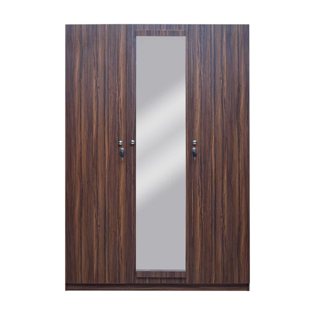 Rover Wardrobe - 3 Door With Mirror - Walnut (LF-ROVER-3DMW-WN-S)