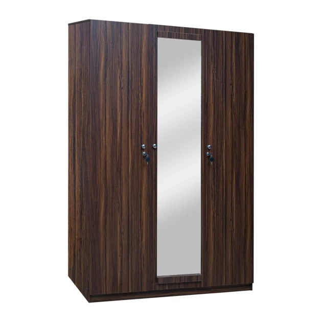 Rover Wardrobe - 3 Door With Mirror - Walnut (LF-ROVER-3DMW-WN-S)