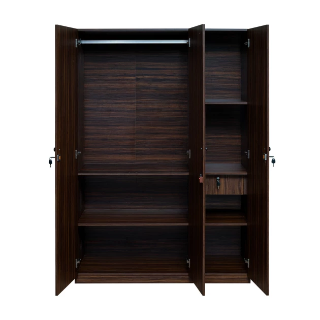 Rover Wardrobe - 3 Door With Mirror - Walnut (LF-ROVER-3DMW-WN-S)