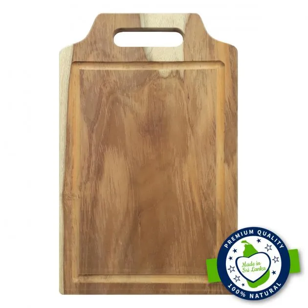 Smart Chef Vegetable Wooden Cutting Board With Juice Dripping Grove WCB07, 10 x 16