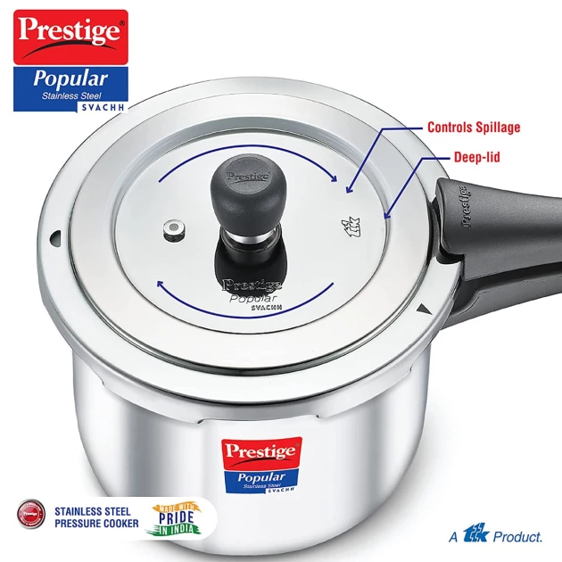 Prestige 3L Popular Stainless Steel Pressure Cooker SVACHH (PCP30-SS-SV)