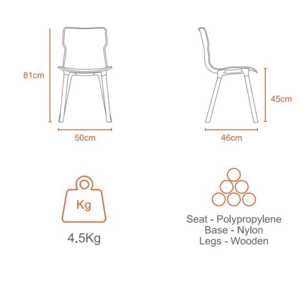 Duo Wood Chair - Stone Color (PF-DUO-WOOD-ST-S)