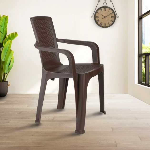 Rattan Lowback Plastic Chair - Brown (RTN-LB-BR)