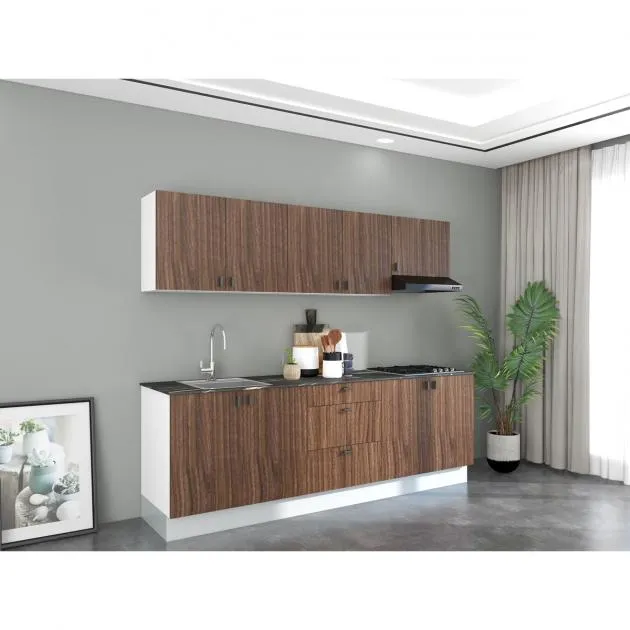 Signature Easy Kitchen Pantry With Appliances PU-SK8-SHB - Block Kitchen (Mocha Walnut)