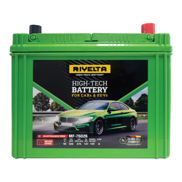 Riyelta Car Battery 12V 65 Ah - Left Side - RIYLTA-MF75D26-L