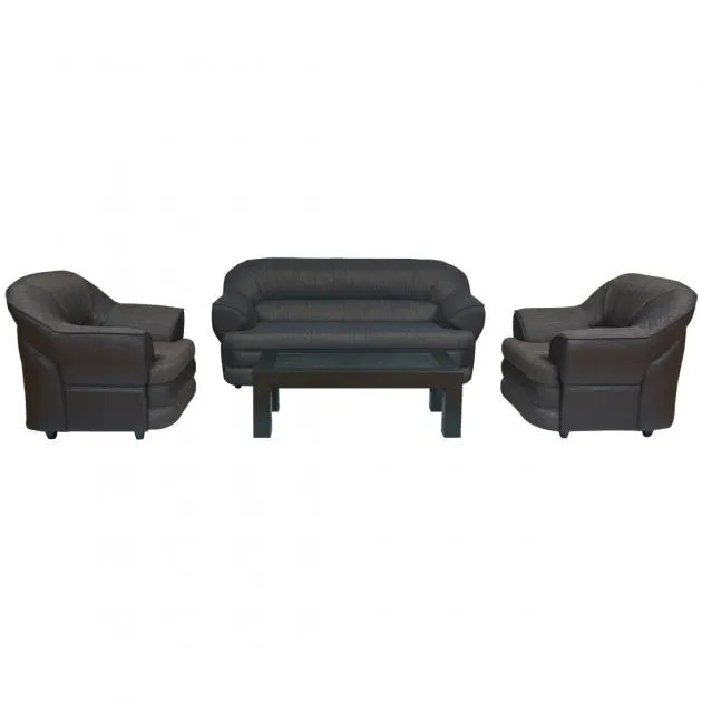 Calion Sofa - Brown PVC And Dark Grey Colour Fabric