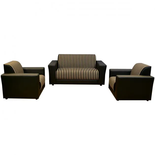 Lite Sofa - Black PVC, Black And Gold Striped Fabric