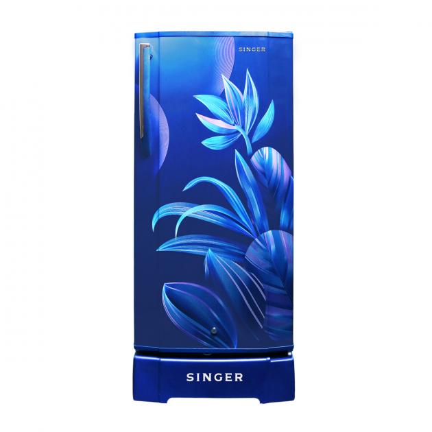 Singer GEO Refrigerator - Single Door, 185L (Floral Blue)