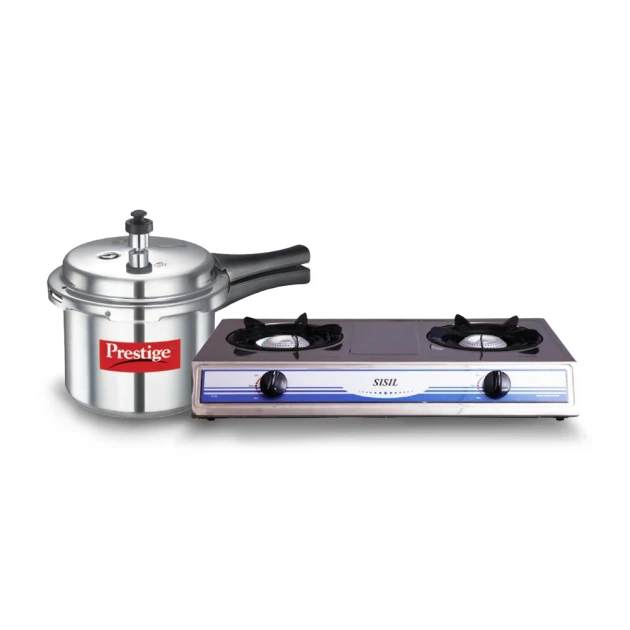 Bundle Offer Sisil Gas Cooker SL-S203 + Prestige Pressure Cooker 3L PCP30