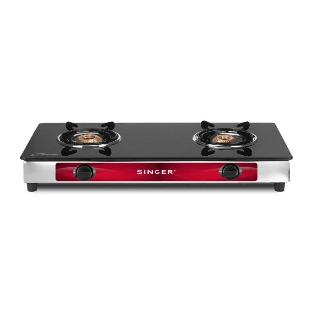 Singer Double Burner Glass Top Gas Cooker STT-2BGT