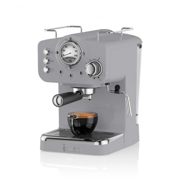 Swan Retro Pump Espresso Coffee Machine SK22110G - 1100W, (Grey)
