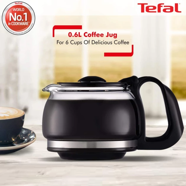 Tefal Compact Apprecia Coffee Maker - 0.6 Liters, 6-Cup, 600W, Metallic Grey (TF-CM-APR737)