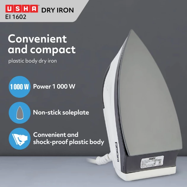 Usha Light Weight Dry Iron 1000W - EI-1602