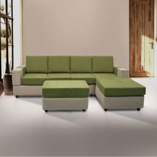 Awana Sectional sofa  - Beige Base And Green Cushions