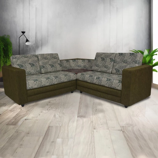 Legend Sectional Sofa - Greenish Base And White And Green Back Cushions